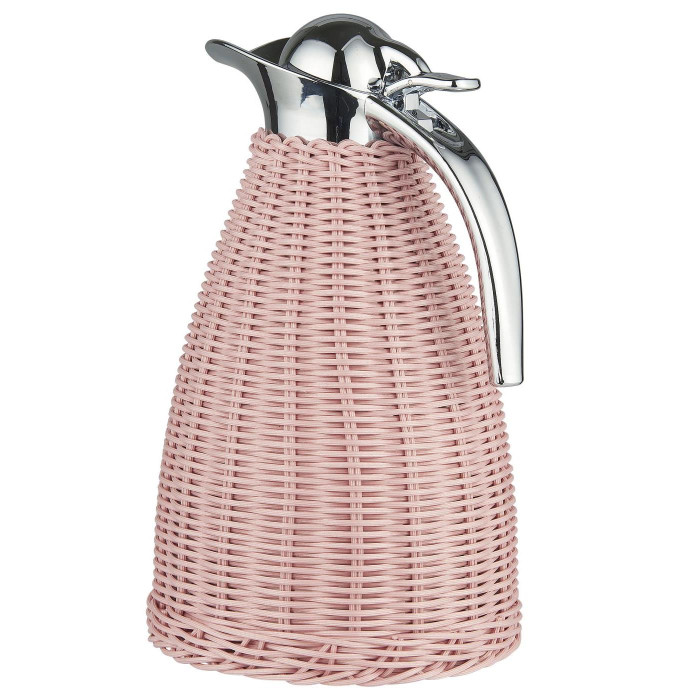 Dzbanek / termos z różową osłonką polirattanową Ib Laursen, 1,5 l