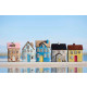Latarenka domek na tealight Visby blue door brown roof Ib Laursen 