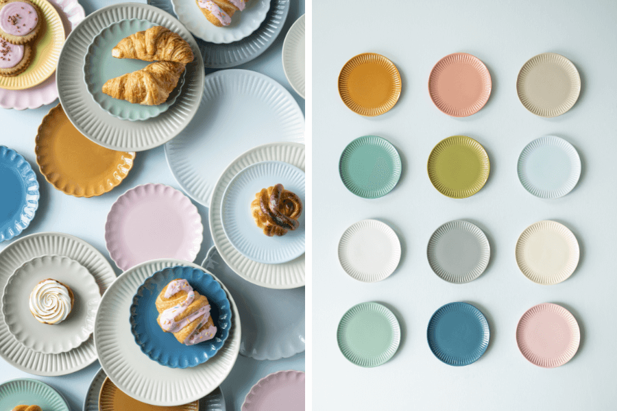 Zestaw pastelowych talerzy